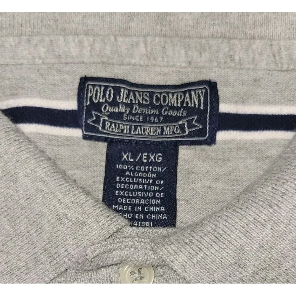 Ralph Lauren Polo Jeans Co Polo Shirt Gray Small Embroidered American Flag XL
